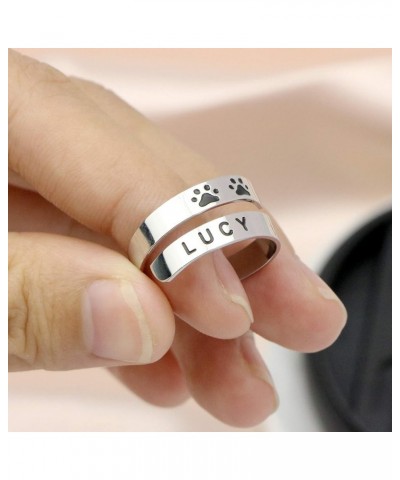 Custom Dog Name Ring Stainless Steel Paw Print Adjustable Rings Dainty Dog Memorial Sympathy Gifts for Women Men Girls Her Pe...