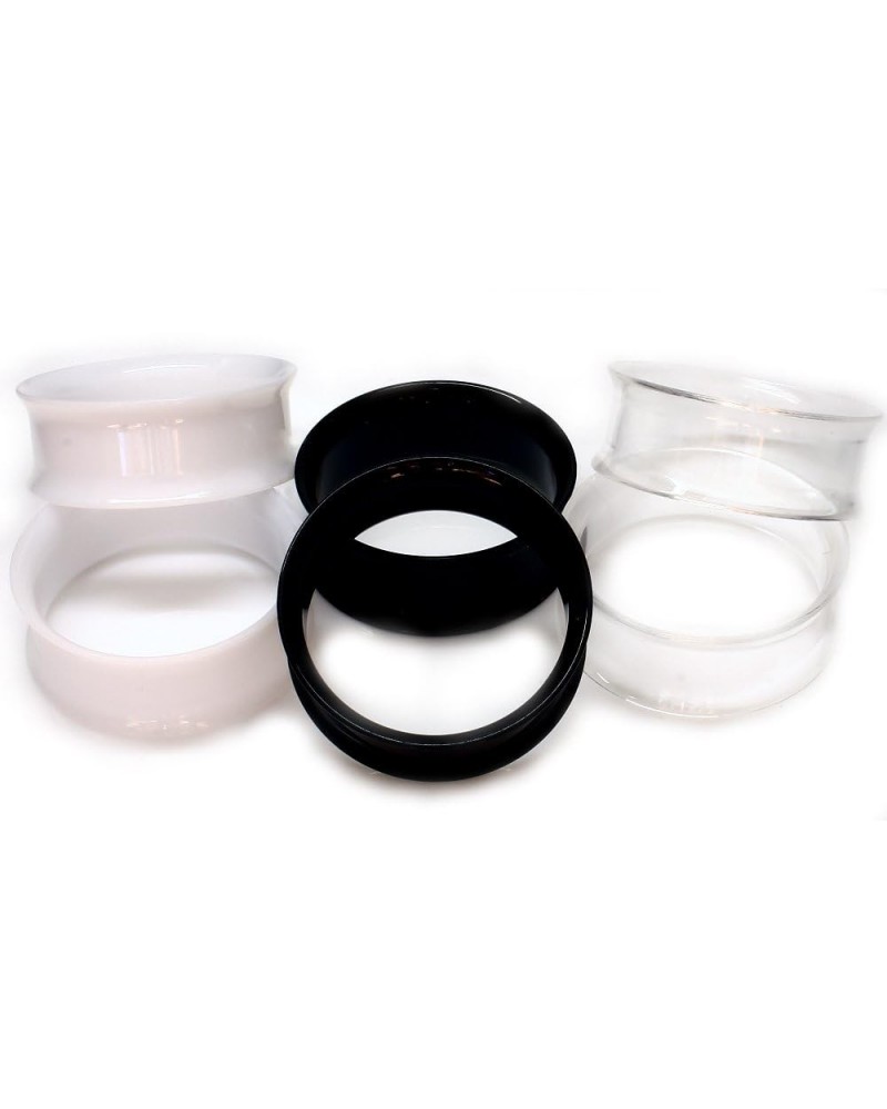 All 3 Pairs of SoScene Acrylic Eyelet Tunnels Ear Plugs Gauges,Clear-White & Black 14mm- 9/16 inch $7.64 Body Jewelry