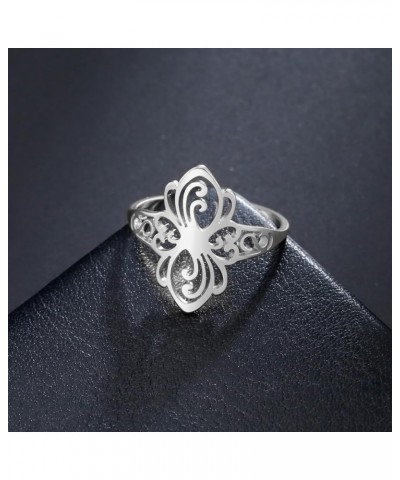 Butterfly Rings Stainless Steel Flying Elves Rings Dragonfly Rings Promise Ring Jewelry Gift for Women Charming Ladies Diamet...