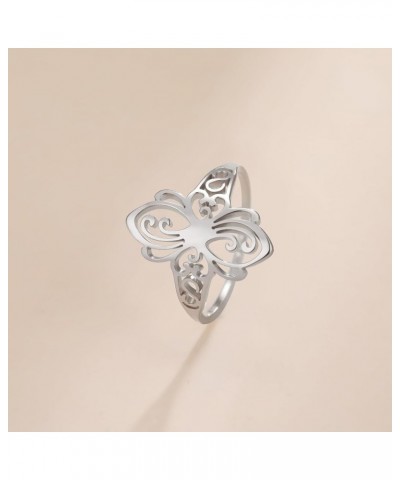 Butterfly Rings Stainless Steel Flying Elves Rings Dragonfly Rings Promise Ring Jewelry Gift for Women Charming Ladies Diamet...