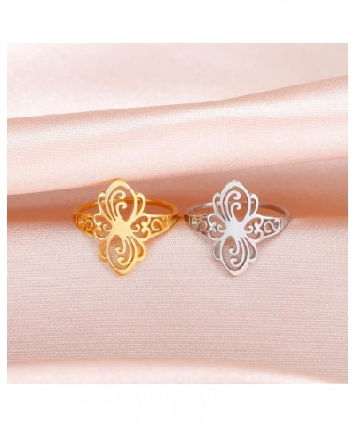 Butterfly Rings Stainless Steel Flying Elves Rings Dragonfly Rings Promise Ring Jewelry Gift for Women Charming Ladies Diamet...