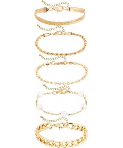 Gold Bracelets for Women, 14K Real Gold Plated Jewelry Sets for Women Gold Dainty Chain Link Bead Bracelet Stackable Layered ...