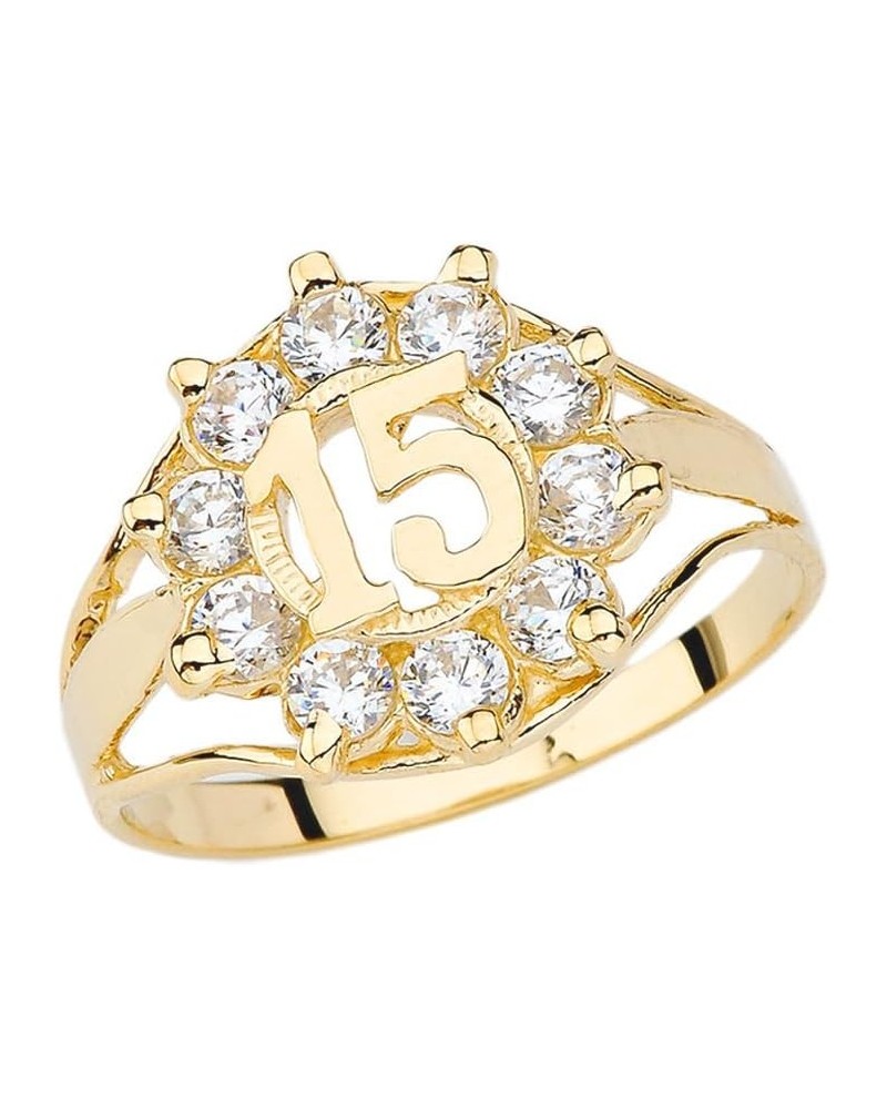 Elegant 14k Yellow Gold CZ Quinceanera Ring $103.70 Rings