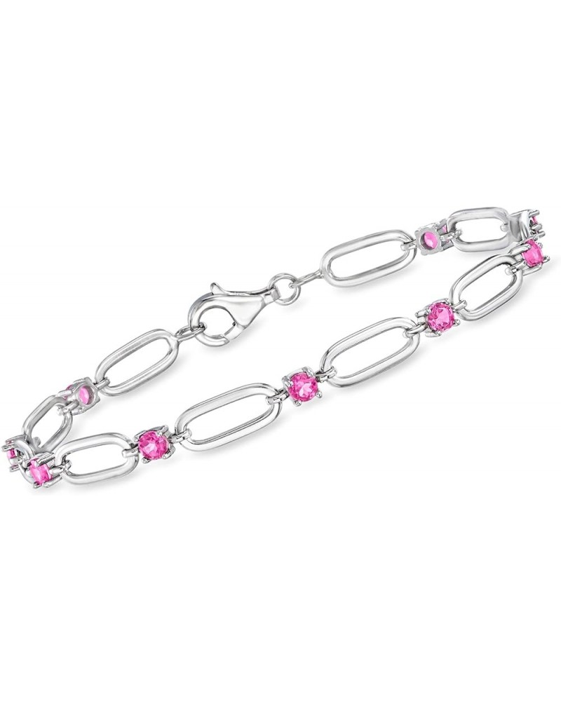 1.20 ct. t.w. Pink Topaz Paper Clip Link Bracelet in Sterling Silver 8.0 Inches $39.52 Bracelets