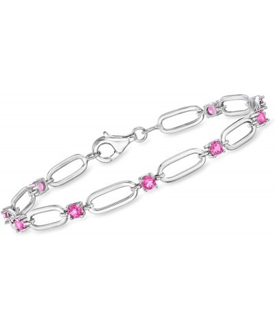 1.20 ct. t.w. Pink Topaz Paper Clip Link Bracelet in Sterling Silver 8.0 Inches $39.52 Bracelets