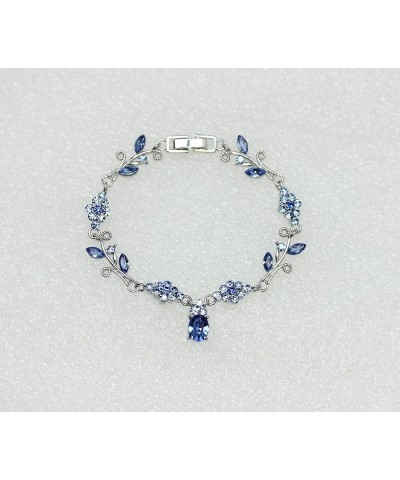 Formal Rhinestone Floral Necklace Bracelet Earrings Set Blue $19.12 Jewelry Sets