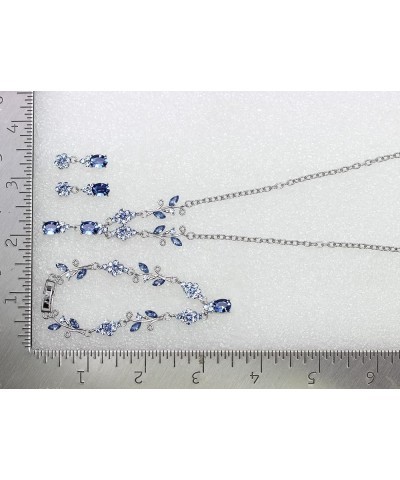 Formal Rhinestone Floral Necklace Bracelet Earrings Set Blue $19.12 Jewelry Sets