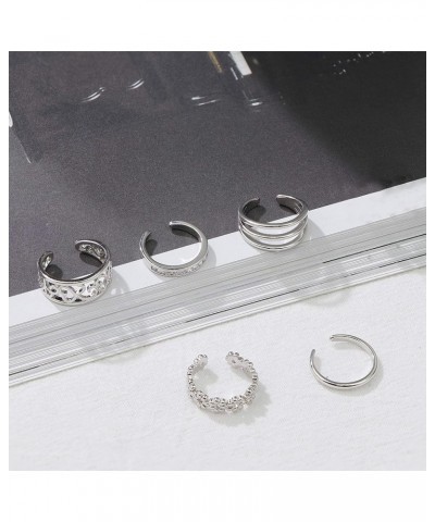 5PCS Adjustable Toe Ring for Women Girls Open Tail Ring Band Hawaiian Foot Jewelry B:Silver Tone $9.85 Body Jewelry