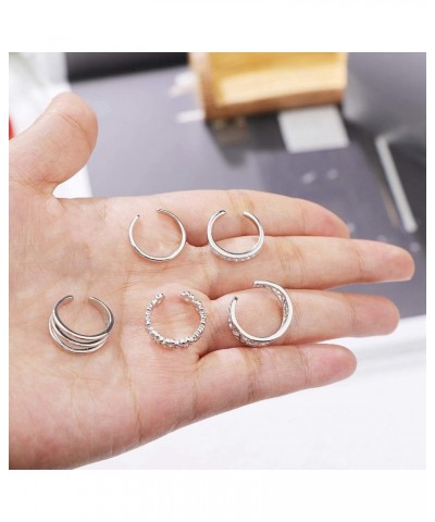 5PCS Adjustable Toe Ring for Women Girls Open Tail Ring Band Hawaiian Foot Jewelry B:Silver Tone $9.85 Body Jewelry