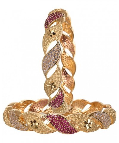 CZ Zirconia Gold Polish Red Diamond Bollywood Indian Bangles Kada Jewelry Women Red 2.8 Inches $11.60 Bracelets