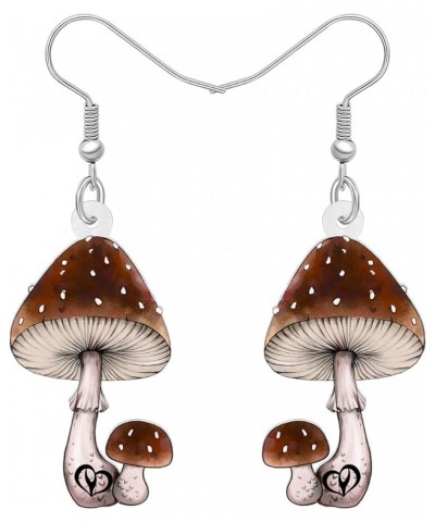 Cute Acrylic Anime Mushroom Earrings Dangle Drop Plants Jewelry for Women Girls Kids Charms Gifts Party Favors Brown $7.00 Ea...