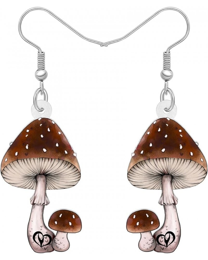 Cute Acrylic Anime Mushroom Earrings Dangle Drop Plants Jewelry for Women Girls Kids Charms Gifts Party Favors Brown $7.00 Ea...