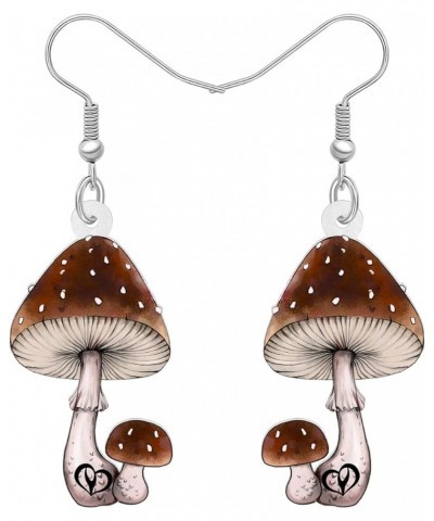 Cute Acrylic Anime Mushroom Earrings Dangle Drop Plants Jewelry for Women Girls Kids Charms Gifts Party Favors Brown $7.00 Ea...