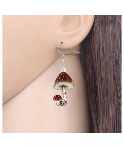 Cute Acrylic Anime Mushroom Earrings Dangle Drop Plants Jewelry for Women Girls Kids Charms Gifts Party Favors Brown $7.00 Ea...