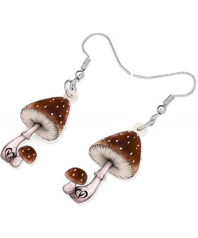 Cute Acrylic Anime Mushroom Earrings Dangle Drop Plants Jewelry for Women Girls Kids Charms Gifts Party Favors Brown $7.00 Ea...