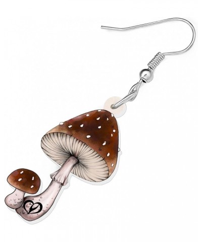 Cute Acrylic Anime Mushroom Earrings Dangle Drop Plants Jewelry for Women Girls Kids Charms Gifts Party Favors Brown $7.00 Ea...