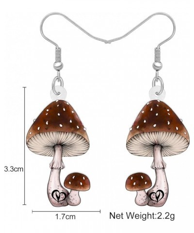 Cute Acrylic Anime Mushroom Earrings Dangle Drop Plants Jewelry for Women Girls Kids Charms Gifts Party Favors Brown $7.00 Ea...