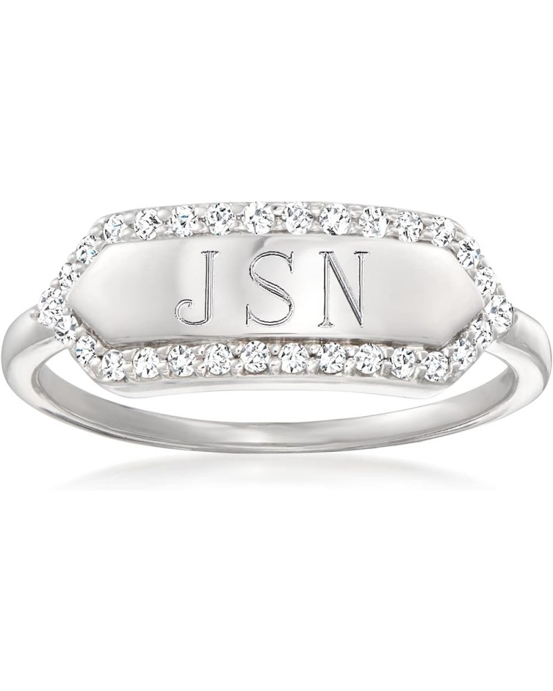 by Ross-Simons 0.20 ct. t.w. Diamond Personalized Ring in Sterling Silver Size 6 (Plain) $60.75 Rings