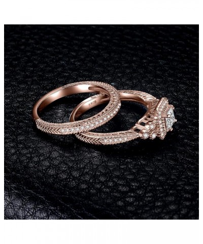 Vintage 14K Gold Plated 925 Sterling Silver Halo Engagement Ring Wedding Band Bridal Sets C-Rose Gold Plated-1CT $16.66 Others