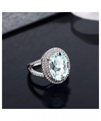 925 Sterling Silver Sky Blue Simulated Aquamarine Ring For Women (7.14 Cttw, Oval 14X10MM, Available In Size 5, 6, 7, 8, 9) $...