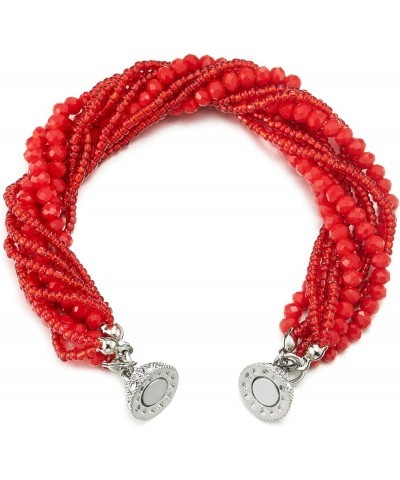 Multi-Layer Beads Crystal Braided Chain Choker Collar Magnetic Clasp,Statement Necklace, Bracelet A2-Bracelet Red Color $11.6...