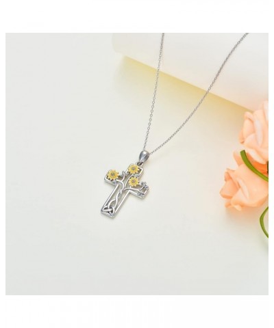 Cross Necklace for Women 925 Sterling Silver I Love You Necklace Religious Jewelry with Gift Box for Mother Daughter Sunflowe...