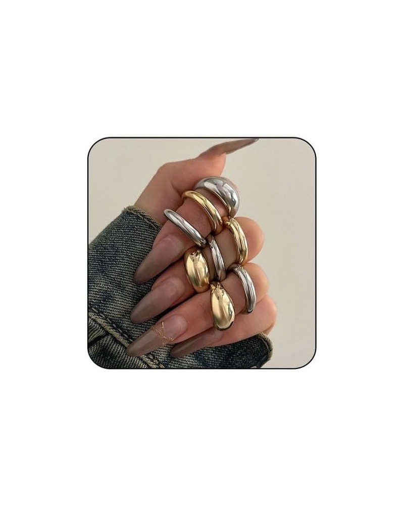 Chunky Gold Rings for Women Gold Silver Adjustable Thick Ring Fashion Statement Ring Open Dome Ring Chunky Silver Rings Geome...