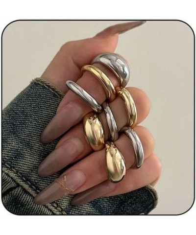 Chunky Gold Rings for Women Gold Silver Adjustable Thick Ring Fashion Statement Ring Open Dome Ring Chunky Silver Rings Geome...