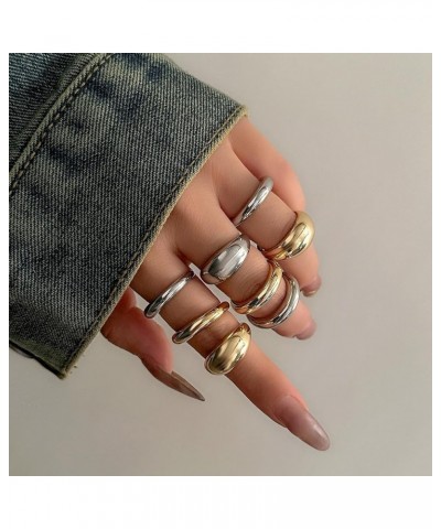 Chunky Gold Rings for Women Gold Silver Adjustable Thick Ring Fashion Statement Ring Open Dome Ring Chunky Silver Rings Geome...