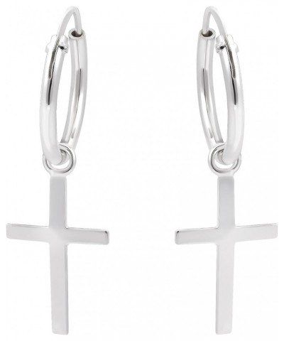 Essential Religious Cross Sterling Silver Mini Hoop Earrings $11.63 Earrings