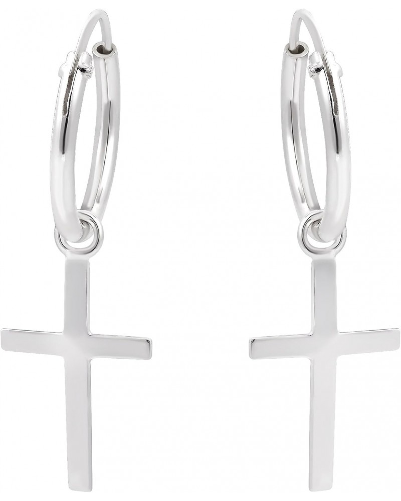 Essential Religious Cross Sterling Silver Mini Hoop Earrings $11.63 Earrings