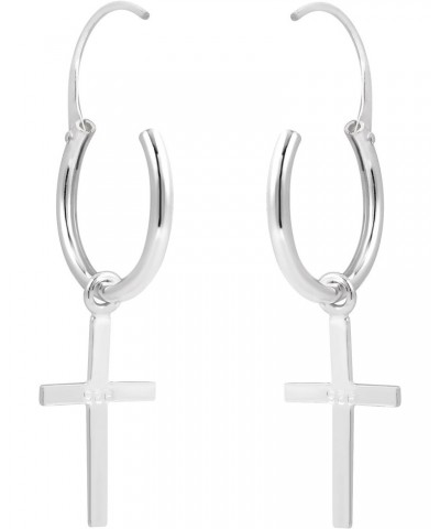 Essential Religious Cross Sterling Silver Mini Hoop Earrings $11.63 Earrings