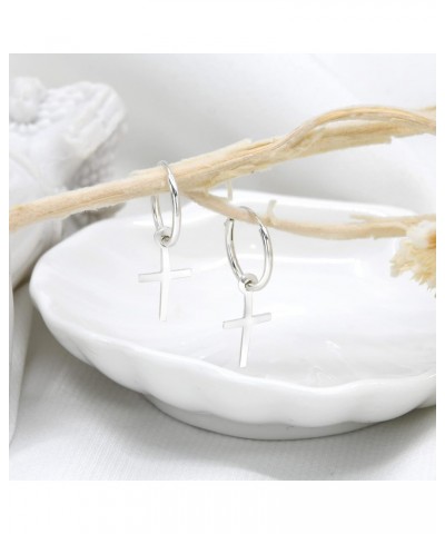 Essential Religious Cross Sterling Silver Mini Hoop Earrings $11.63 Earrings