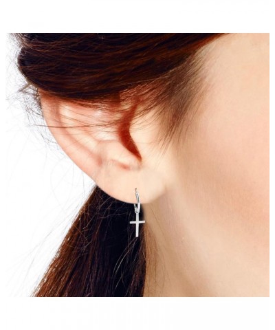 Essential Religious Cross Sterling Silver Mini Hoop Earrings $11.63 Earrings