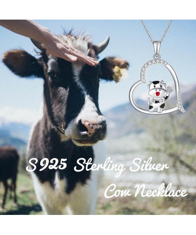 925 Sterling Silver Cow/Highland Cow Jewelry Necklace for Women Cow Necklace Pendant Gifts for Girls Animal Cow Lover Cow Sty...