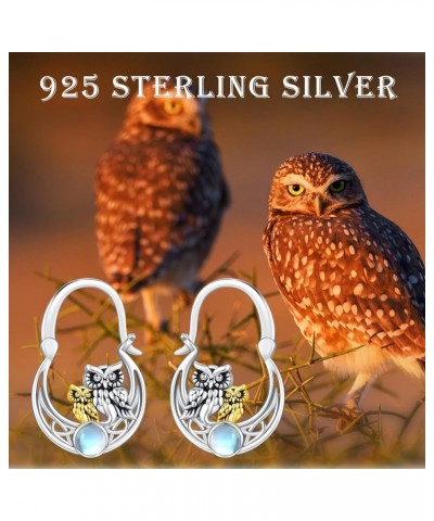 Owl Earrings Snake Earrings 925 Sterling Silver Hypoallergenic Cute Animal Hoop Huggie Earrings Halloween Jewelry Birthday Gi...