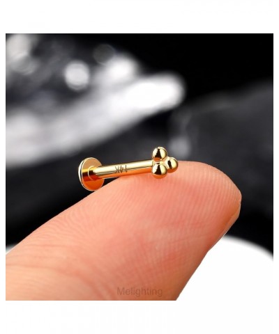 14K Solid Gold Cartilage Earring Internally Threaded 16G Gold Flat Back Stud Earring Gold Helix Piercing Jewelry Gold Helix E...