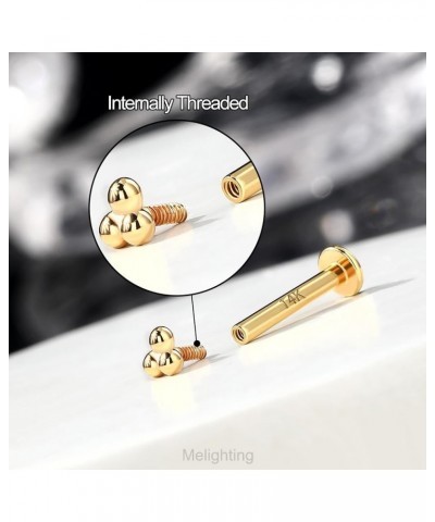 14K Solid Gold Cartilage Earring Internally Threaded 16G Gold Flat Back Stud Earring Gold Helix Piercing Jewelry Gold Helix E...