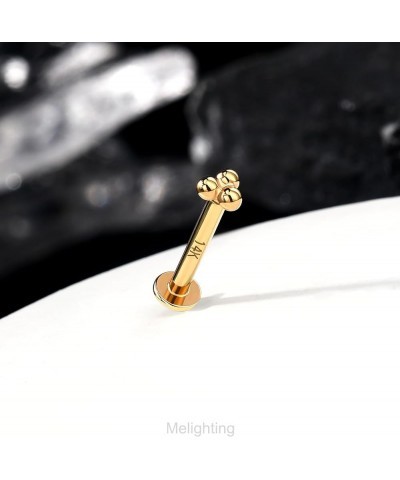 14K Solid Gold Cartilage Earring Internally Threaded 16G Gold Flat Back Stud Earring Gold Helix Piercing Jewelry Gold Helix E...