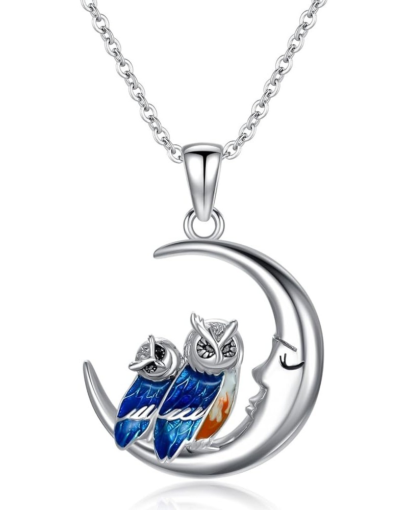 S925 Sterling Silver Owl/Elephant/Dolphin Mother Daughter Necklace for Women Cute Animal Pendant Necklace for Mother's Day Ow...