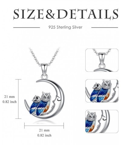 S925 Sterling Silver Owl/Elephant/Dolphin Mother Daughter Necklace for Women Cute Animal Pendant Necklace for Mother's Day Ow...