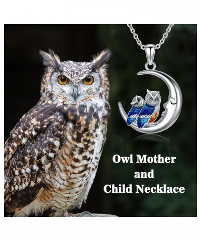 S925 Sterling Silver Owl/Elephant/Dolphin Mother Daughter Necklace for Women Cute Animal Pendant Necklace for Mother's Day Ow...