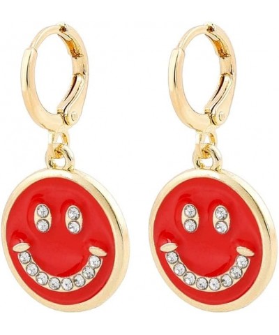 Cute Round Smiley Face Drop Earrings For Women Multicolor Enamel Funny Smile Face Hoop Earrings Charm Circle Earrings Jewelry...