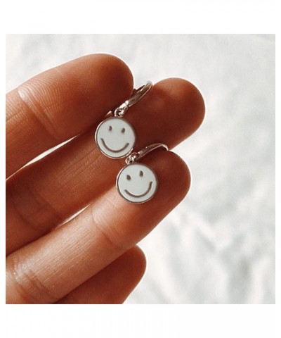 Cute Round Smiley Face Drop Earrings For Women Multicolor Enamel Funny Smile Face Hoop Earrings Charm Circle Earrings Jewelry...