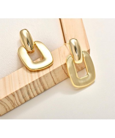 Gold Statement Earrings for Women, Vintage Geometric Hammered Earrings Big Silver Rectangle Dangle Earrings for Girls Prom Ea...