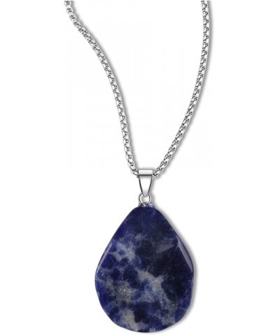 Stainless Steel Crystal Wave Necklace for Men Women 22" Sodalite $11.01 Necklaces