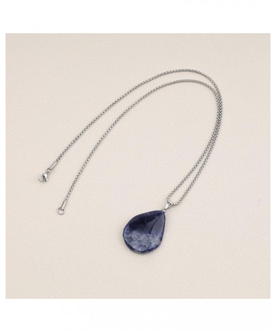 Stainless Steel Crystal Wave Necklace for Men Women 22" Sodalite $11.01 Necklaces