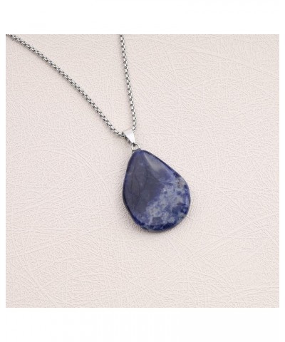 Stainless Steel Crystal Wave Necklace for Men Women 22" Sodalite $11.01 Necklaces