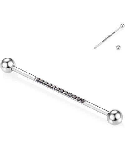 Industrial Bar Industrial Piercing Jewelry 14G Industrial Barbell Surgical Steel for Women Men With CZ/Pyramid/Cross Surface ...