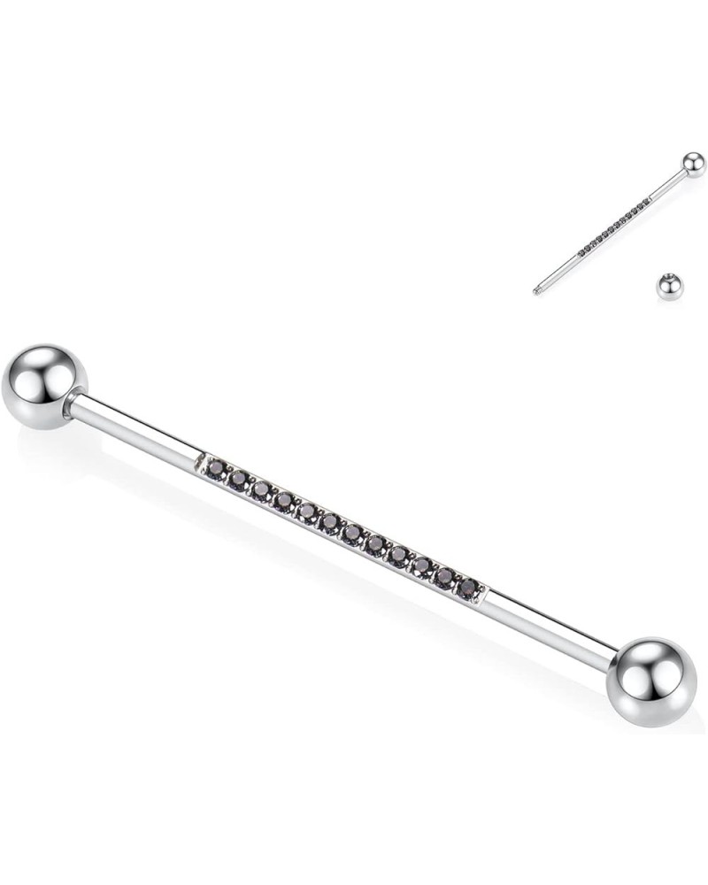 Industrial Bar Industrial Piercing Jewelry 14G Industrial Barbell Surgical Steel for Women Men With CZ/Pyramid/Cross Surface ...